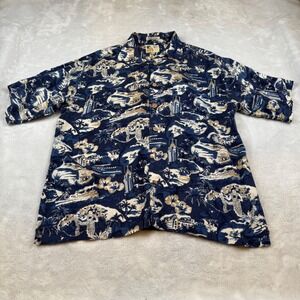 M.E. Sport Men's Hawaiian Shirt Rayon Cruise Ship Palm Trees Tropical Large‎